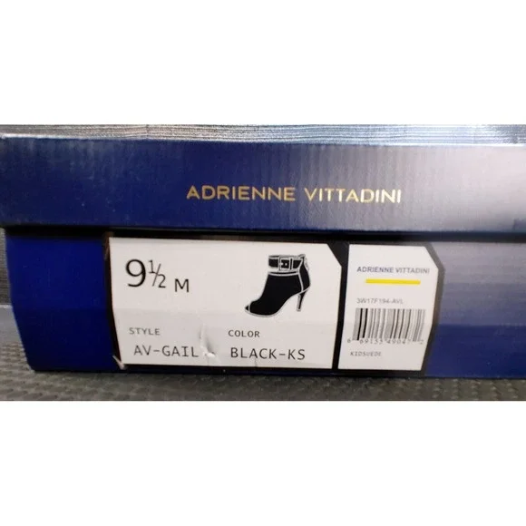 ADRIENNE VITTADINI SIZE 9.5 AV-GAIL BLACK BACK ZIP T-STRAP SEUDE PUMP - Picture 6 of 12